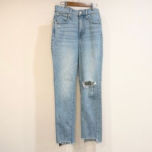 Madewell Aurielle Distressed Straight Leg Jeans Light Wash Denim Women’s 27T